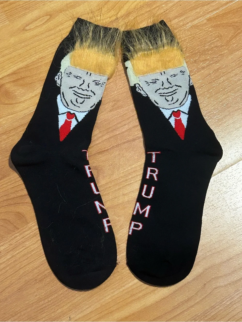 NEW Funny President Donald Trump Unisex Black Socks with Yellow hair Humorous